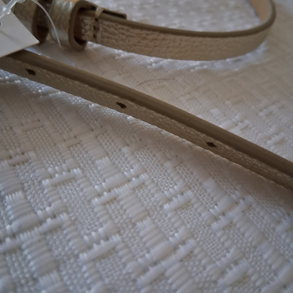 Talbots Slim Taupe Leather Belt with Gold Buckle - Picture 3 of 3